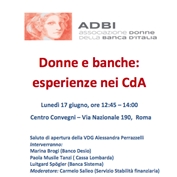 Incontro ADBI su donne nei CdA delle banche Incontro ADBI su donne nei CdA delle banche