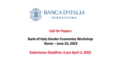 Save the Date: Bank of Italy Gender Economics Workshop Rome – June 23, 2023