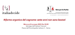 Rete per la Parità - Evento 8 novembre 2023 - Riforma del cognome