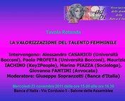 Tavola rotonda “La valorizzazione del talento femminile”